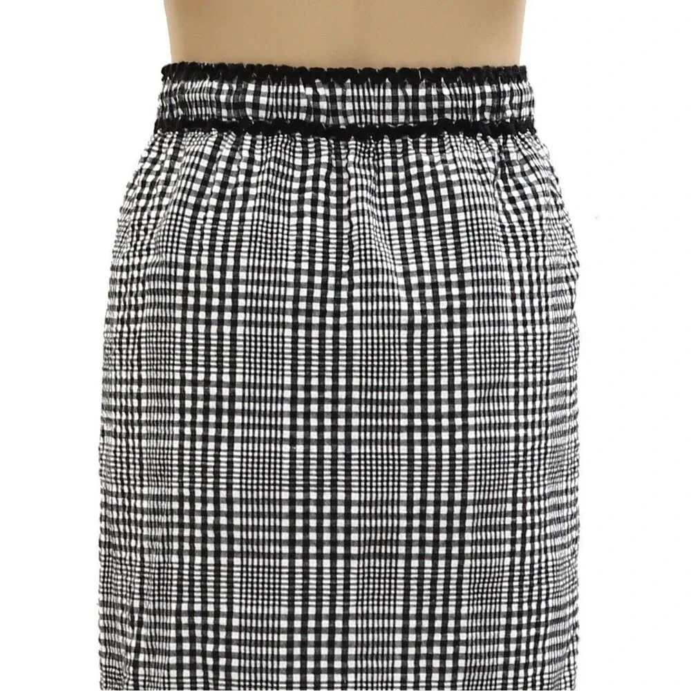 Free People Penelope Gingham Midi Skirt Column Style Mid Rise Cotton M 284712